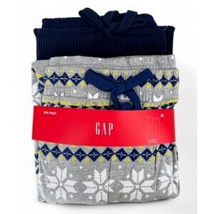 Gap Men's 2 Pack Waffle Knit Thermal Jogger Pajama Pants Navy Gray sz XL $84